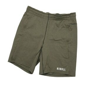 NOBULL Shorts Mens M Green Stretch Zip Pocket Running Training Athletic Gym